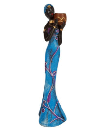 Est�tua Africana Vaso na M�o 15cm Resina