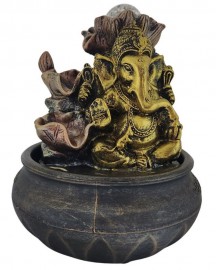 Fonte de gua Ganesha Abenoando com Lotus Mini