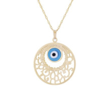 Gargantilha Ouro Mandala Redonda com Olho Grego 30mm