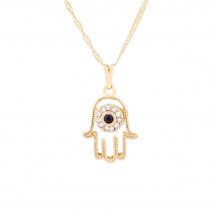 Gargantilha Ouro Hamsa com Strass 20mm