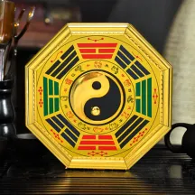 Bagu� Colorido Feng Shui Dourado Yin Yang 20cm