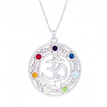 Gargantilha Prata Om Chakras 34mm