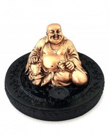 Incensrio Buda da Fortuna Dourado com Cristal