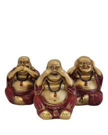 Est�tua Trio de Buda Chin�s da Riquesa Sentado 10cm
