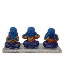 Trio de Monges Incensário com Base Cristal