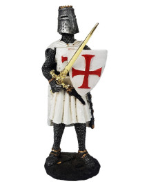 Est�tua Guerreiro Templ�rio com Escudo 26cm