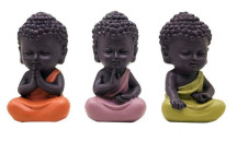 Est�tua Trio Monge Budista 9cm