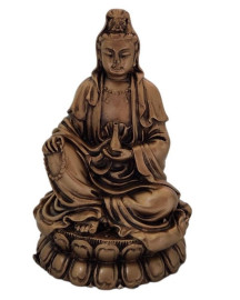 Est�tua Kuanyin na Flor de L�tus 9cm Bronze