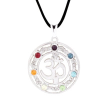 Gargantilha Om Chakras Prata 34mm - Cord�o