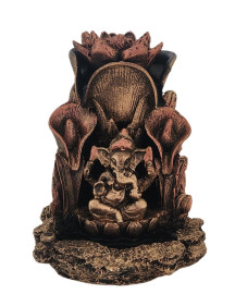 Incens�rio Cascata Ganesha Copo de Leite 14cm Resina