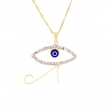 Gargantilha Ouro Olho de H�rus com Olho Grego e Strass 33mm