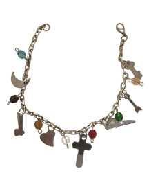 Pulseira 7 Linhas com Pontos de A�o e Cristais
