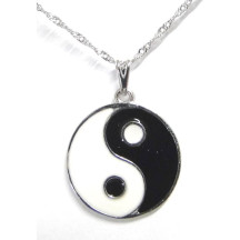 Gargantilha Prata Yin Yang 22mm