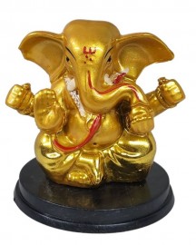 Estátua Ganesha Sentado 7cm Dourado