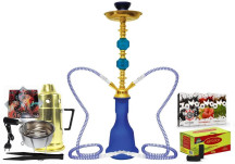 Narguil� Yahya M�dio Azul 2 Sa�das + Combo 2
