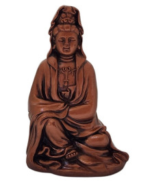 Est�tua Kuanyin Sentada 10cm Bronze