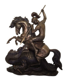 Est�tua S�o Jorge 30cm Bronze