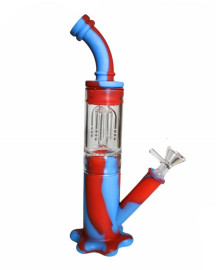 Bong de Silicone e Vidro com Filtro Curvo 27cm