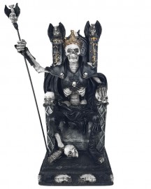 Esttua Esqueleto no Trono 39cm Resina