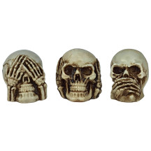 Trio de Cranios - Cego, Surdo e Mudo 5cm Resina