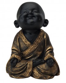 Estátua Monge Budista Sorrido 20cm Resina