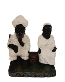 Est�tua Casal de Preto Velho 8cm Resina