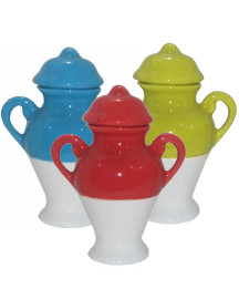 Quartinha de Lou�a Bicolor 17cm Com Al�a