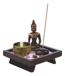 Jardim Zen Altar Buda 12x12cm Porta Incenso E Vela Colorido