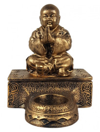 Est�tua Buda Chin�s na Base com Casti�al 13cm