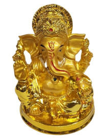 Est�tua Ganesha Sentado�8cm Dourado